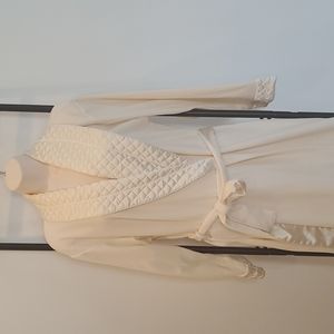 Vintage Christian Dior  Loungewear House Coat Robe Cream Size S